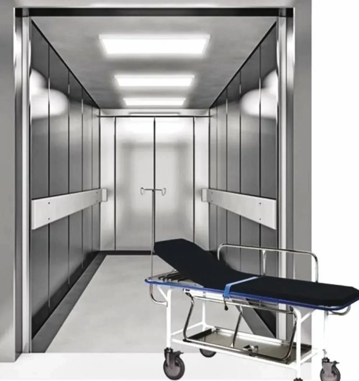 Hospital elevator with stretcher